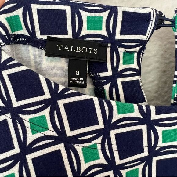 Talbots Geometric Print 3/4 Sleeve Shift Dress Size 8 - Picture 3 of 6